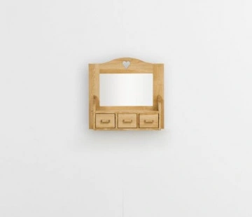 Etajera cu oglinda Cabana 3 sertare, lemn masiv rustic, 62 x 20 x 60 cm