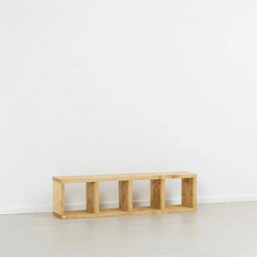 Etajera Cub Cabana cu 3 polite, lemn masiv rustic, 43 x 35 x 160 cm - Img 4