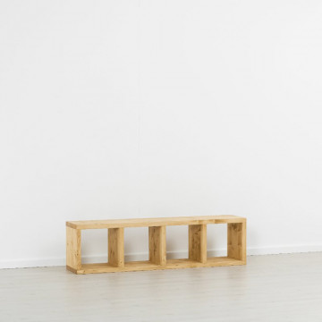 Etajera Cub Rustic Flame cu 3 polite, lemn masiv rustic, 43 x 35 x 160 cm - Img 4
