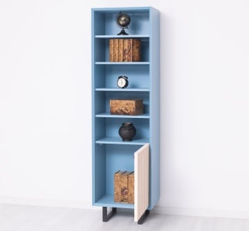Etajera /Dulapior ingust Pianno, 1 usa si 4 rafturi, lemn masiv + mdf, 57 x 40 x 200 cm - Img 3