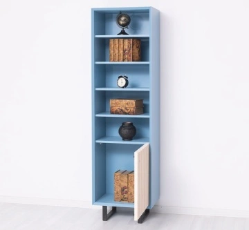 Etajera /Dulapior ingust Pianno, 1 usa si 4 rafturi, lemn masiv + mdf, 57 x 40 x 200 cm - Img 3