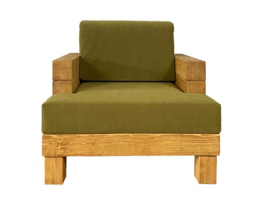 Fotoliu Rustic Cabana lemn masiv, cu tapiterie, 94 x 91 x 63 cm - Img 4