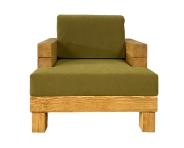 Fotoliu Rustic Cabana lemn masiv, cu tapiterie, 94 x 91 x 63 cm - Img 4