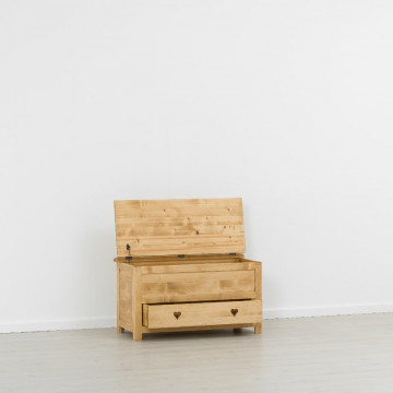 Lada zestre / Cufar Floare de Colt cu 1 sertar, Lemn masiv rustic, 100 x 50 x 55 cm - Img 2