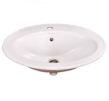 Lavoar ceramic alb, oval cu incastrare in blat