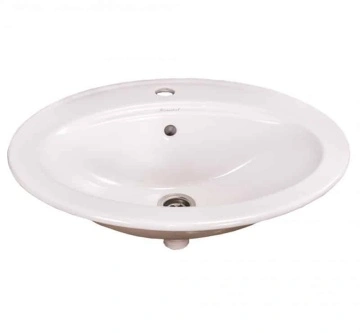 Lavoar ceramic alb, oval cu incastrare in blat