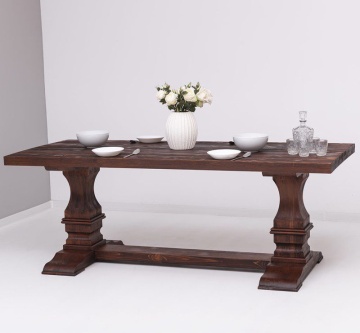 Masa dining Ohanna din lemn masiv, finisaj periat adanc, 210 x 90 x 78 cm