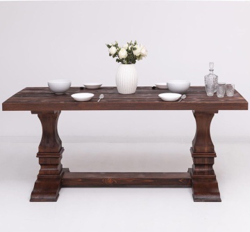 Masa dining Ohanna din lemn masiv, finisaj periat adanc, 210 x 90 x 78 cm - Img 3
