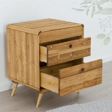 Masca de baie Sahara cu 2 sertare, lemn masiv rustic, 60 x 50 x 75 cm - Img 3