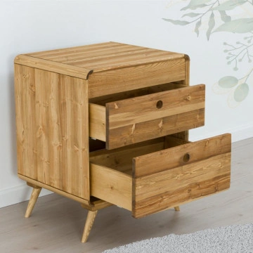 Masca de baie Sahara cu 2 sertare, lemn masiv rustic, 60 x 50 x 75 cm - Img 3
