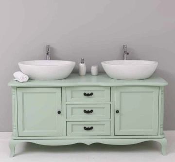 Masca de baie Shabby Rustic Lemn Masiv, 2 usi si 3 seratare158 x 54 x 75 cm