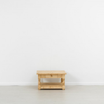 Masuta de cafea Cabana cu 2 sertare, Lemn masiv rustic, 80 x 80 x 45 cm - Img 3
