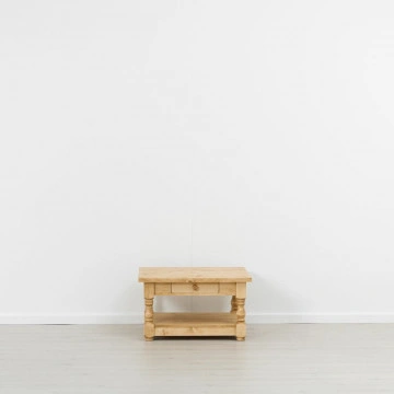 Masuta de cafea Cabana cu 2 sertare, Lemn masiv rustic, 80 x 80 x 45 cm - Img 3