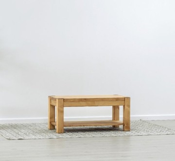 Masuta de cafea Ecuador, Lemn masiv rustic, 100 x 50 x 45 cm - Img 2