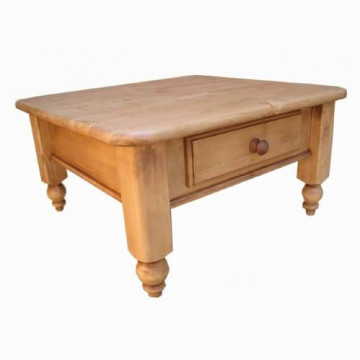 Masuta de living Apuseni din lemn masiv cu 1 sertar, 80 x 80 x 42 cm - Img 2