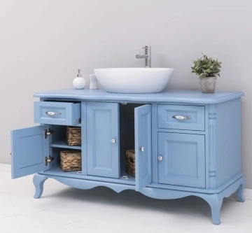 Mobilier baie Shabby Chic Lemn Masiv, 140 x 57 x 75 cm - Img 5