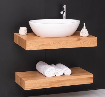Mobilier de baie lemn masiv de stejar Magic Oak, suspendat, 80 x 50 x 10 cm