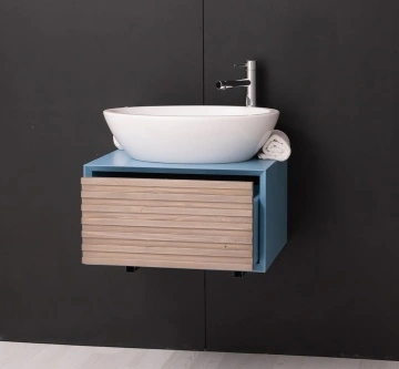Mobilier de baie lemn masiv Pianno cu 1 sertar, suspendat, 60 x 50 x 33 cm - Img 4