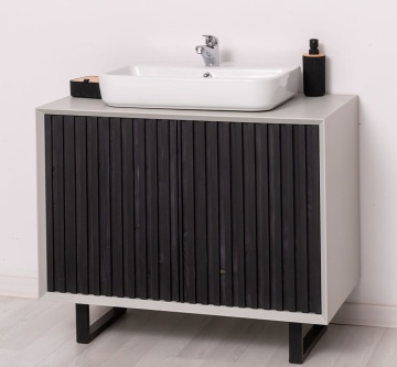Mobilier de baie lemn masiv Pianno cu 2 usi, 93 x 50 x 76 cm - Img 4