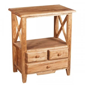 Noptiera Artizan natur antik lemn masiv de tei, 56 x 36 x 66 cm - Img 2