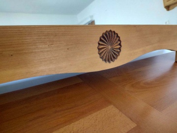 Oglinda rustica lemn masiv, model cu rozeta Rustic Flame, 110 x 2 x 70 cm - Img 2