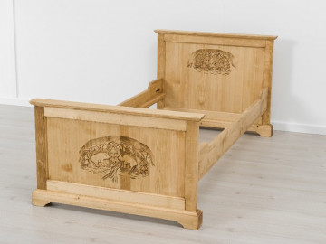 Pat lemn masiv rustic Ursul Carpatin, 90 x 200 cm - Img 6