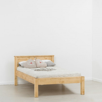 Pat simplu Rustic Love, Lemn masiv rustic, 90 x 200 cm - Img 3
