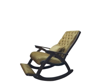 Scaun Balansoar Lemn Masiv Agapia, tapiterie catifelata Galben mustar, 100 x 72 x 110 cm - Img 3