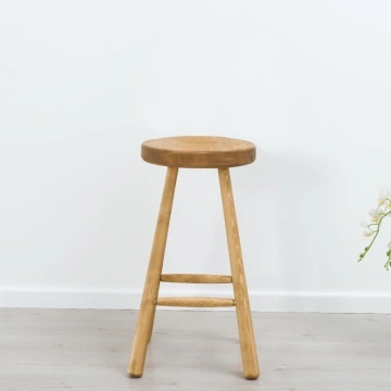 Scaun de bar rotund Rustic Cabana lemn masiv, 38 x 48 x 75 cm