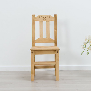 Scaun Rustic Floare de Colt, Lemn masiv 40 x 42 x 91 cm - Img 2