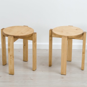 Scaun / Taburet stivuibil Rustic Cabana lemn masiv, 41 x 41 x 45 cm - Img 3
