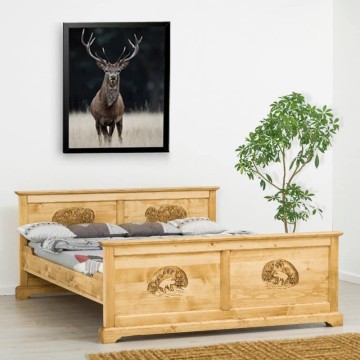Set mobila dormitor rustic Ursul Carpatin, 3 piese lemn masiv rustic - Img 2