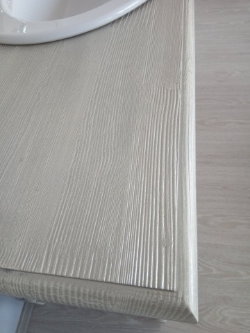 Set mobilier de baie, masca lavoar + oglinda lemn masiv, 128 x 54 x 191 cm - Img 2