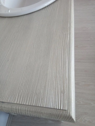 Set mobilier de baie, masca lavoar + oglinda lemn masiv, 128 x 54 x 191 cm - Img 2