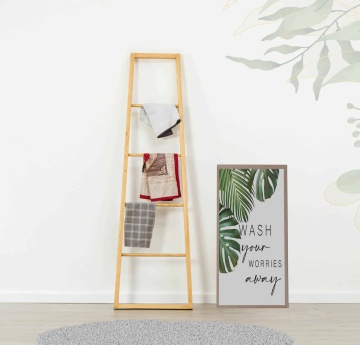 Set mobilier de baie Sahara, 2 piese, masca lavoar + scara suport, lemn masiv periat - Img 5