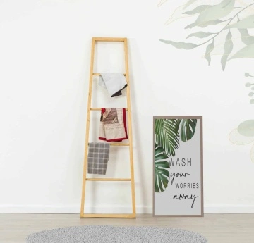Set mobilier de baie Sahara, 2 piese, masca lavoar + scara suport, lemn masiv periat - Img 5