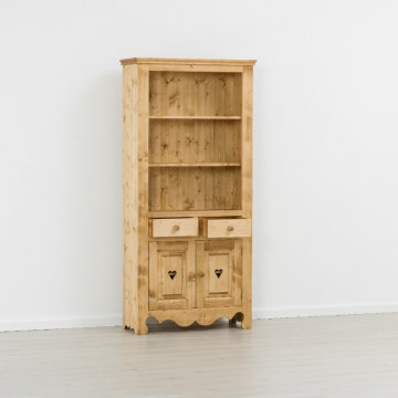 Biblioteca Cabana cu 2 usi si 2 sertare, Lemn masiv rustic, 93 x 38 x 196 cm - Img 3