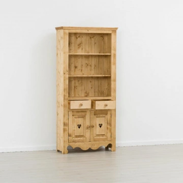 Biblioteca Cabana cu 2 usi si 2 sertare, Lemn masiv rustic, 93 x 38 x 196 cm - Img 3