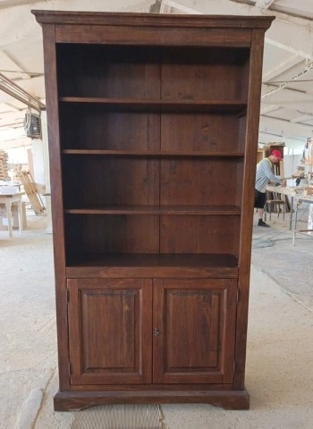 Biblioteca Dolce Toscana lemn masiv de tei nuc antik, 108 x 38 x 211 cm - Img 2