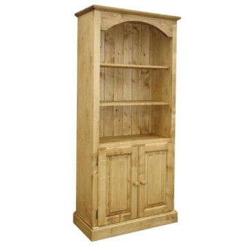 Biblioteca Rustica Apuseni din lemn masiv cu 2 usi si 3 rafturi, 84 x 38 x 186 cm - Img 2