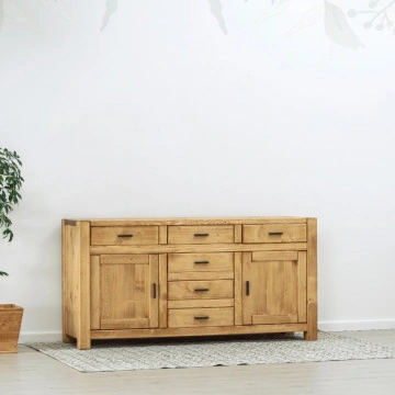 Bufet 2 usi si 6 sertare Ecuador, Lemn masiv rustic, 180 x 50 x 90 cm - Img 5