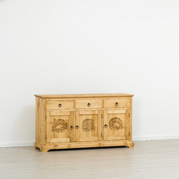 Bufet 3 usi si 3 sertare Ursul Carpatin, Lemn masiv rustic, 153 x 46 x 85 cm - Img 5
