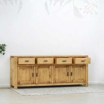Bufet 4 usi si 4 sertare Ecuador, Lemn masiv rustic, 220 x 50 x 90 cm - Img 3