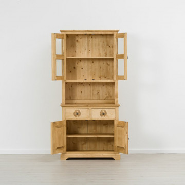 Bufet bucatarie rustic 4 usi, 2 sertare Rustic Chalet, Lemn masiv rustic, 92 x 38/46 x 200 cm - Img 2