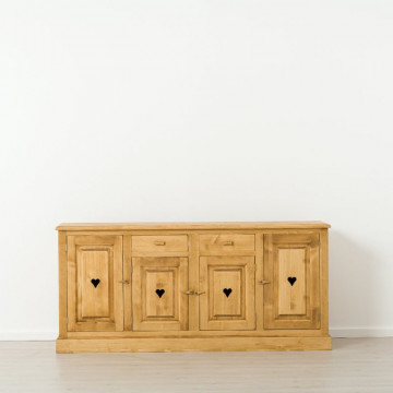 Bufet Cabana cu 4 usi 2 sertare, Lemn masiv rustic, 200 x 48 x 92 cm - Img 3