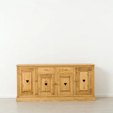 Bufet Cabana cu 4 usi 2 sertare, Lemn masiv rustic, 200 x 48 x 92 cm - Img 3