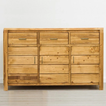 Bufet cu 3 usi si 3 sertare Colibri, Lemn masiv rustic, 143 x 46 x 85 cm - Img 2