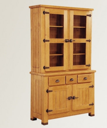 Bufet cu vitrina Montana lemn masiv, 116 x 48/38 x 200 cm - Img 2
