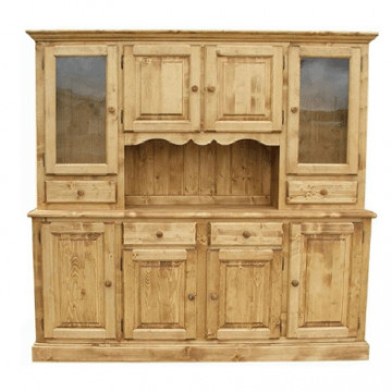Bufet Rustic Apuseni din Lemn Masiv, 8 usi si 4 sertare, 204 x 48/40 x 200 cm
