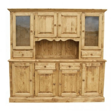Bufet Rustic Apuseni din Lemn Masiv, 8 usi si 4 sertare, 204 x 48/40 x 200 cm
